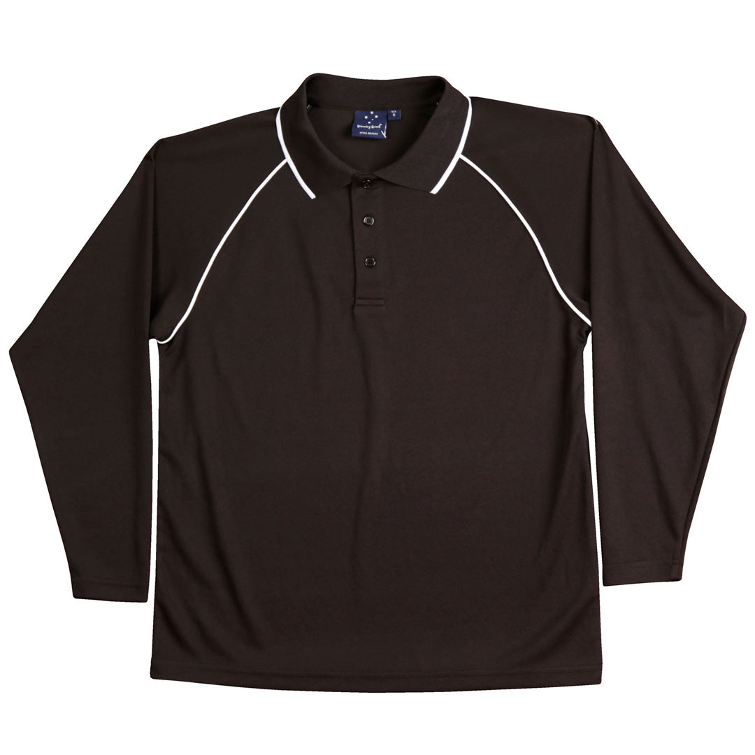 House of Uniforms The Champion Polo | Mens | Long Sleeve Winning Spirit Black/White