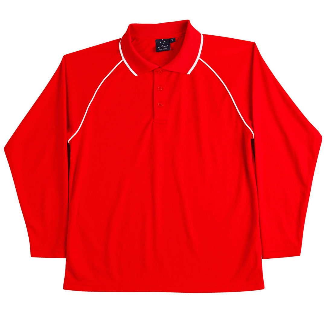 House of Uniforms The Champion Polo | Mens | Long Sleeve Winning Spirit Red/White