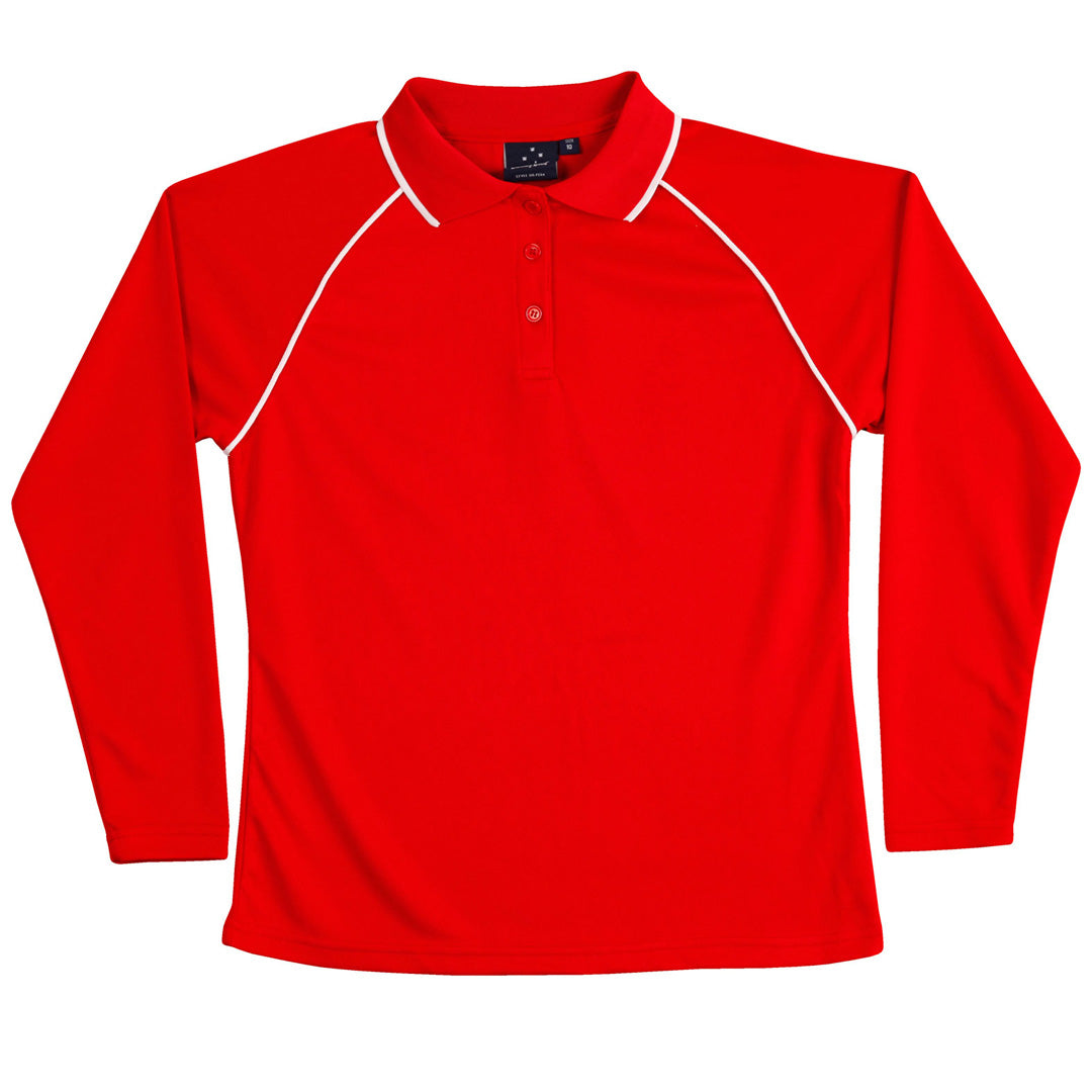 House of Uniforms The Champion Polo | Ladies | Long Sleeve Winning Spirit Red/White