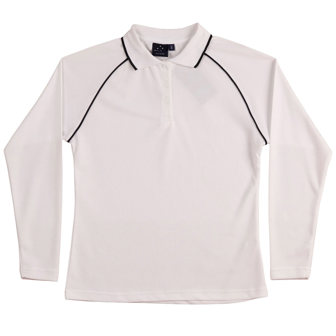 House of Uniforms The Champion Polo | Ladies | Long Sleeve Winning Spirit White/Navy