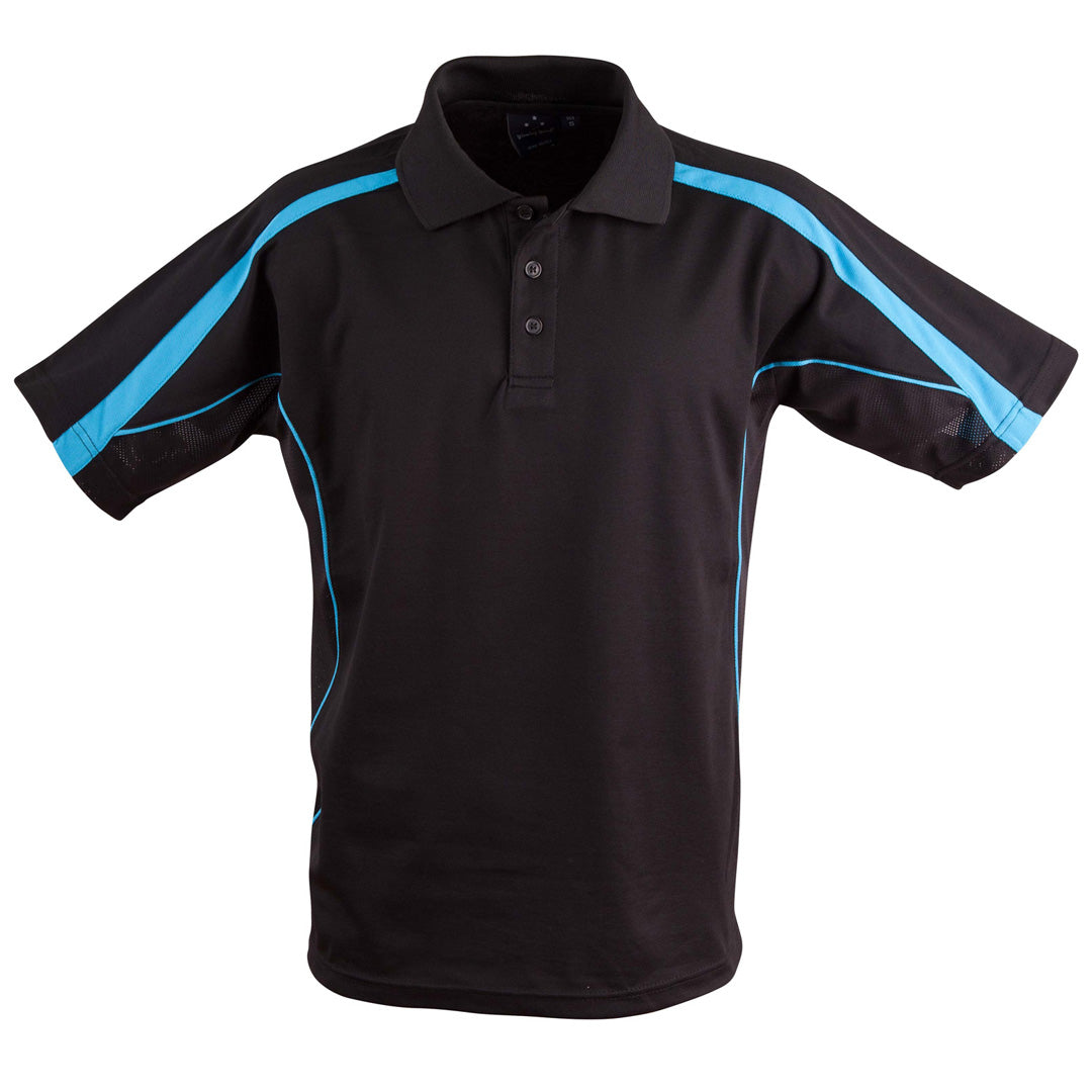 House of Uniforms The Legend Polo | Mens | Short Sleeve Winning Spirit Black/Aqua