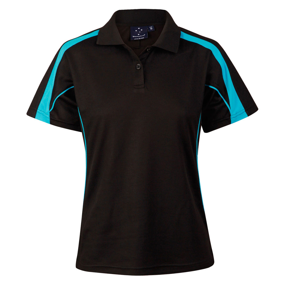 House of Uniforms The Legend Polo | Ladies | Short Sleeve Winning Spirit Black/Aqua