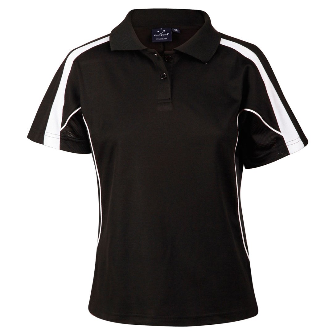 House of Uniforms The Legend Polo | Ladies | Short Sleeve | Plus Winning Spirit Black/White