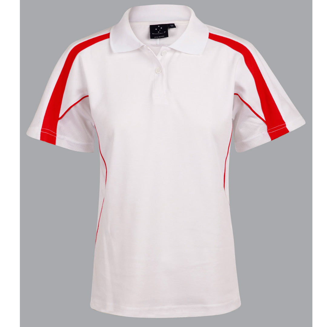 House of Uniforms The Legend Polo | Ladies | Short Sleeve | Plus Winning Spirit White/Red