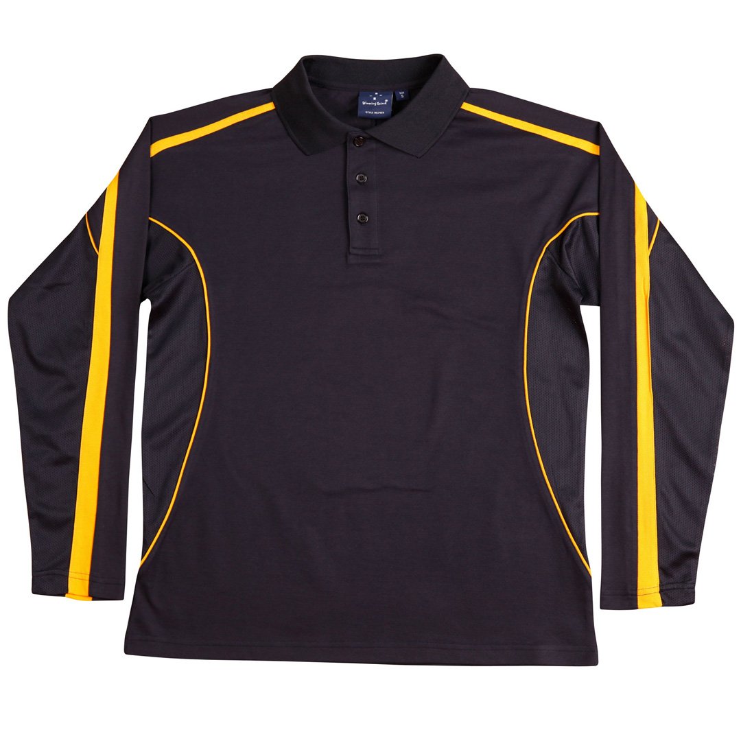 House of Uniforms The Legend Polo | Mens | Long Sleeve Winning Spirit Navy/Gold