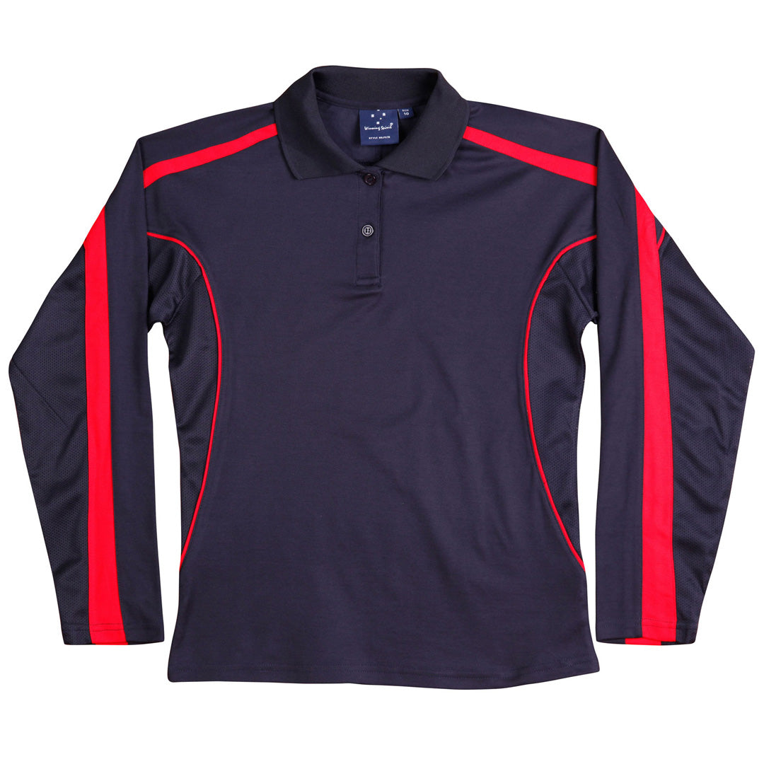 House of Uniforms The Legend Polo | Ladies | Long Sleeve Winning Spirit Navy/Red