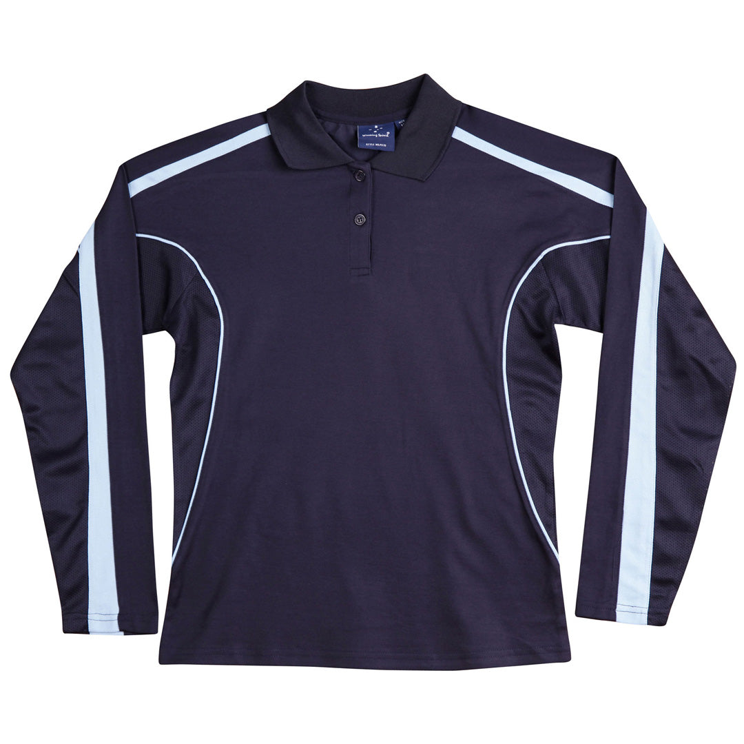 House of Uniforms The Legend Polo | Ladies | Long Sleeve Winning Spirit Navy/Sky