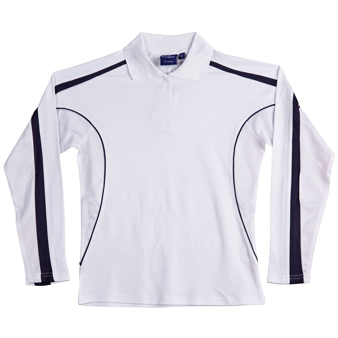 House of Uniforms The Legend Polo | Ladies | Long Sleeve Winning Spirit White/Navy
