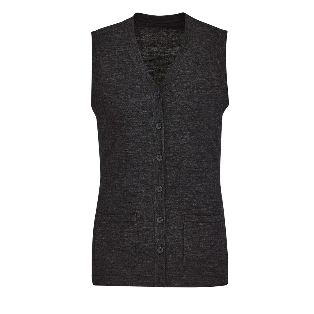 House of Uniforms The Button Front Vest | Ladies Biz Care Charcoal