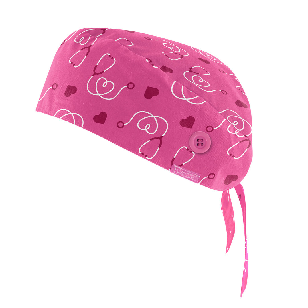 House of Uniforms The Pink Printed Scrub Cap | Unisex Biz Care Hot Pink