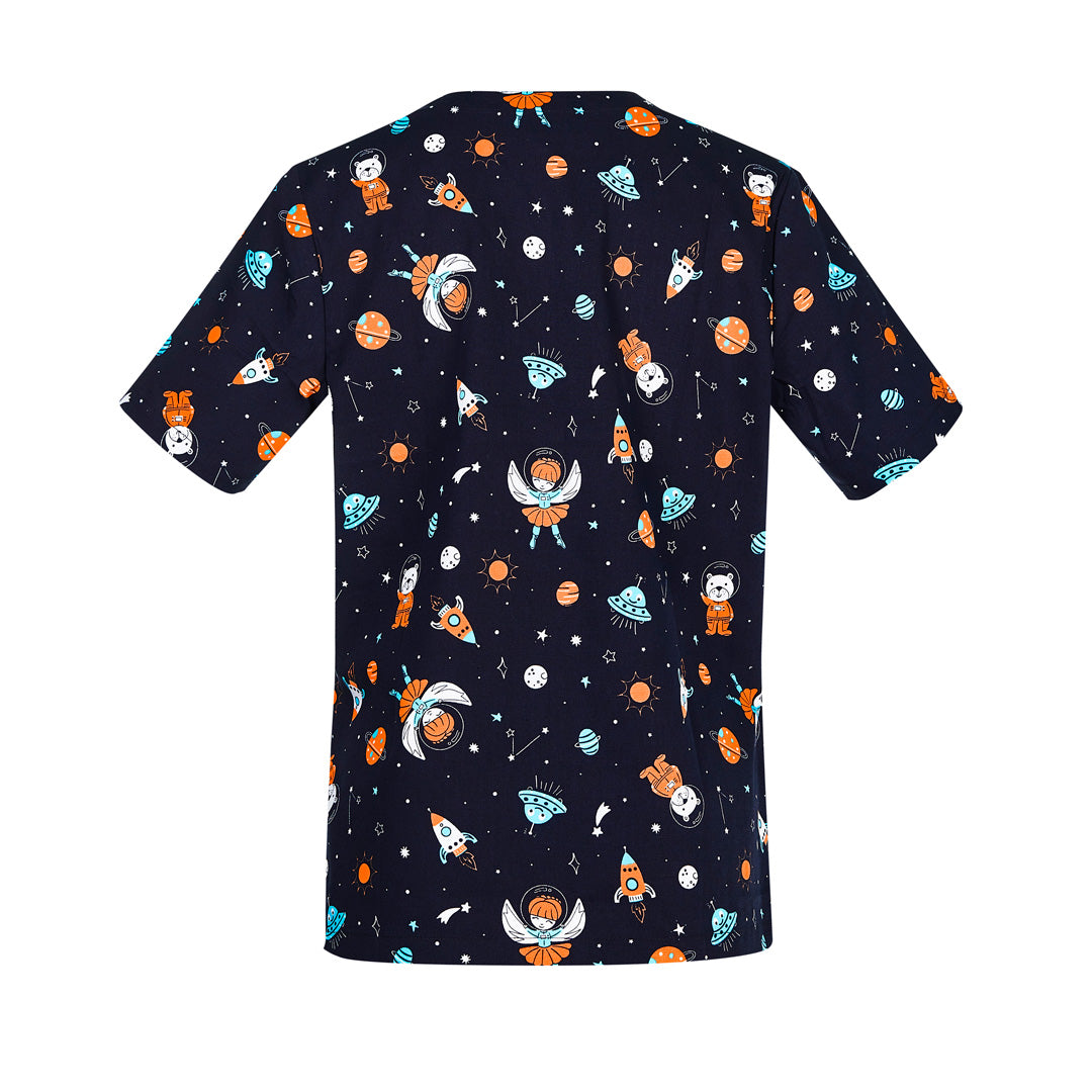 House of Uniforms The Space Party Printed Scrub Top | Ladies Biz Care 