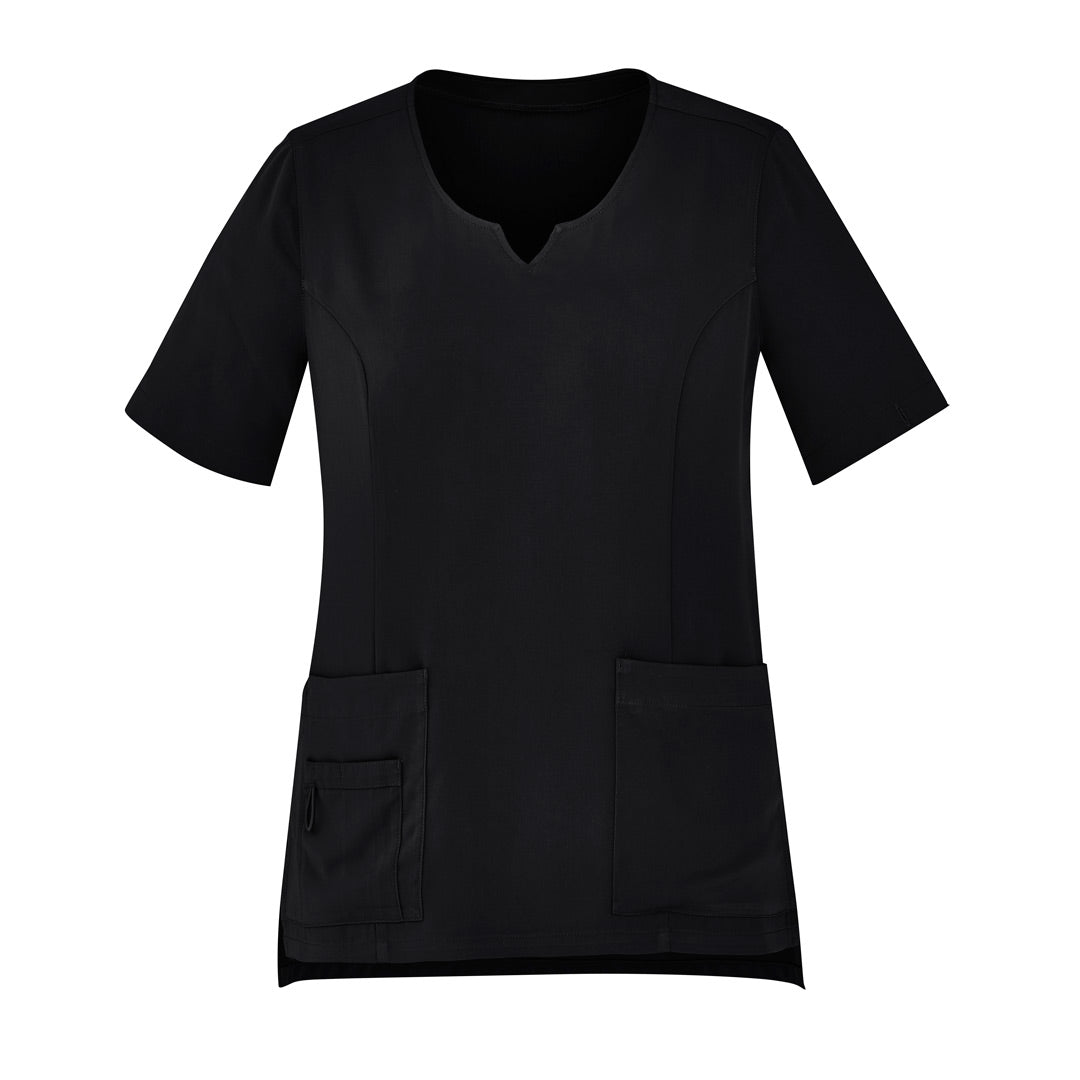 House of Uniforms The Avery Round Neck Scrub Top | Ladies Biz Care Black