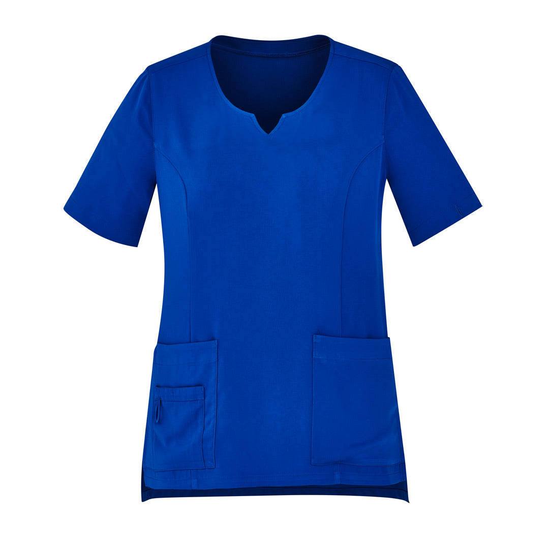 House of Uniforms The Avery Round Neck Scrub Top | Ladies Biz Care Electric Blue