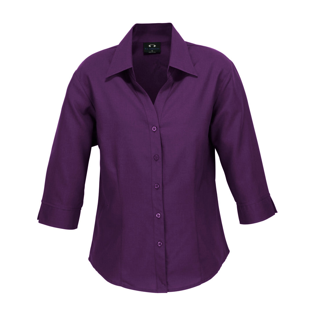 House of Uniforms The Oasis Shirt | Ladies | 3/4 Sleeve Biz Collection Grape