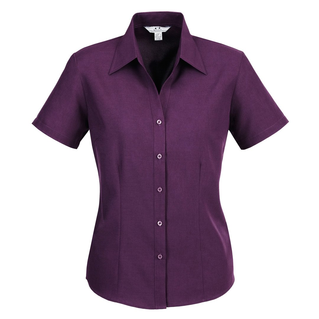 House of Uniforms The Oasis Shirt | Ladies | Short Sleeve Biz Collection Grape