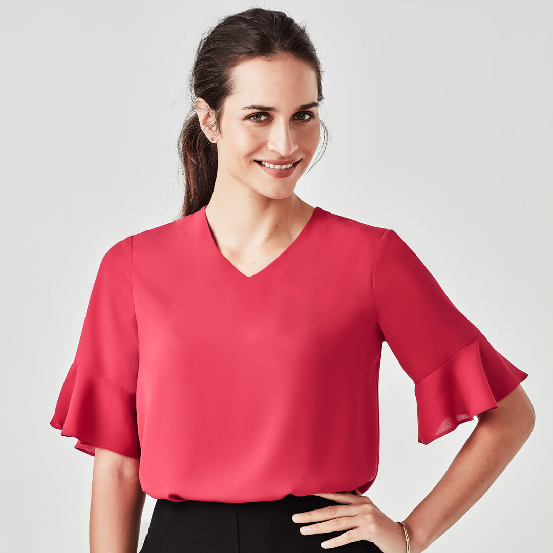 House of Uniforms The Aria Blouse | Ladies | Short Sleeve Biz Corporates