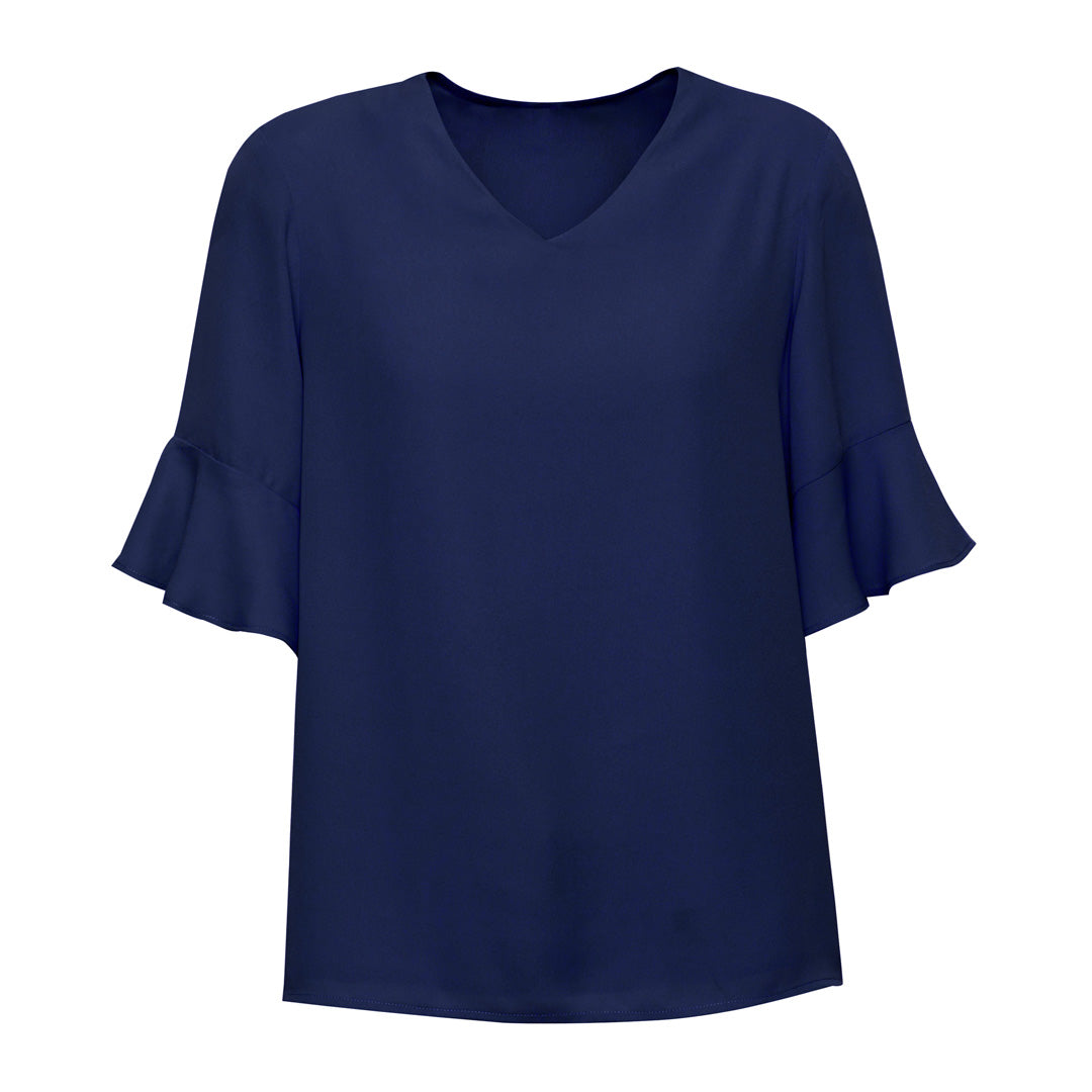 House of Uniforms The Aria Blouse | Ladies | Short Sleeve Biz Corporates Navy