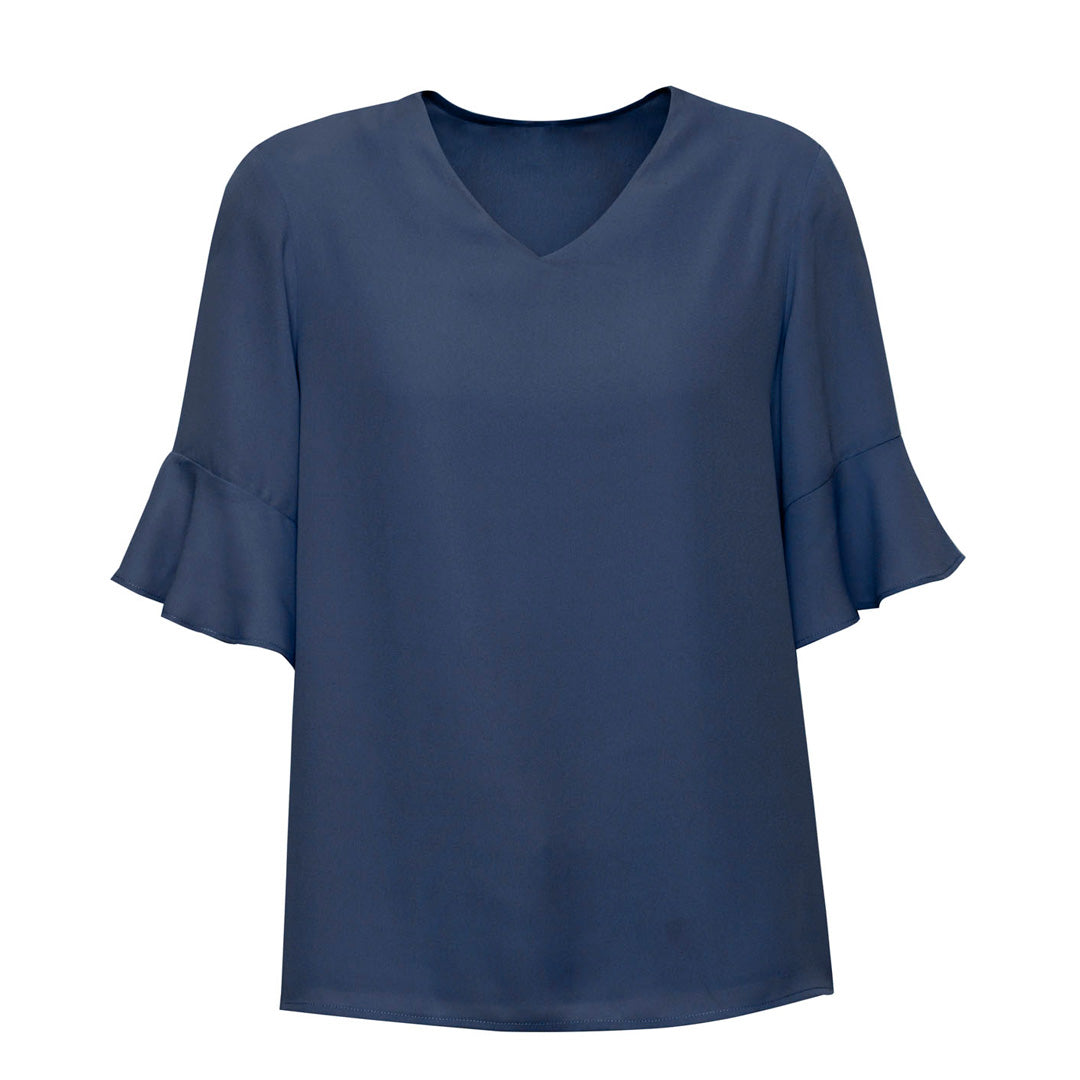 House of Uniforms The Aria Blouse | Ladies | Short Sleeve Biz Corporates Storm
