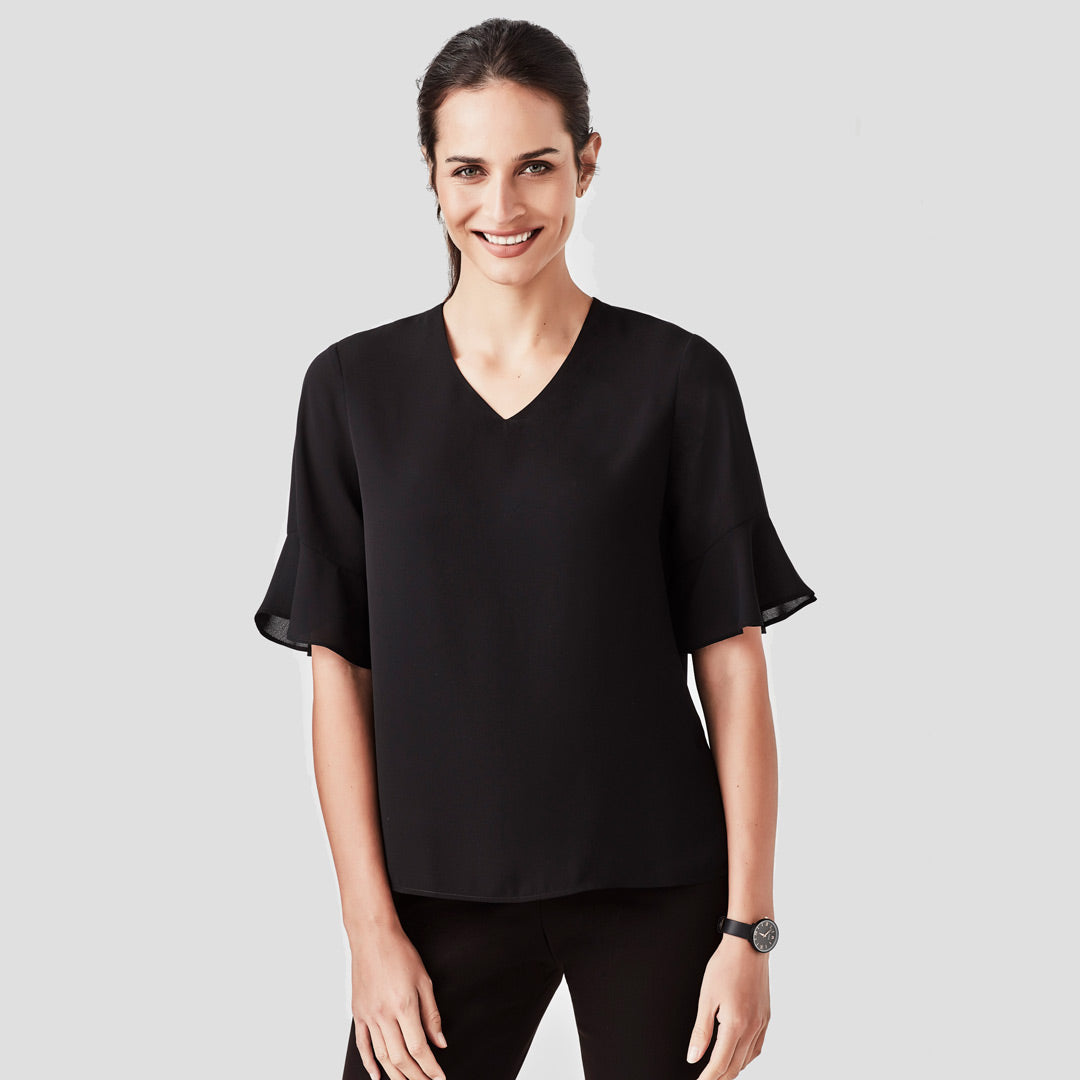 House of Uniforms The Aria Blouse | Ladies | Short Sleeve Biz Corporates