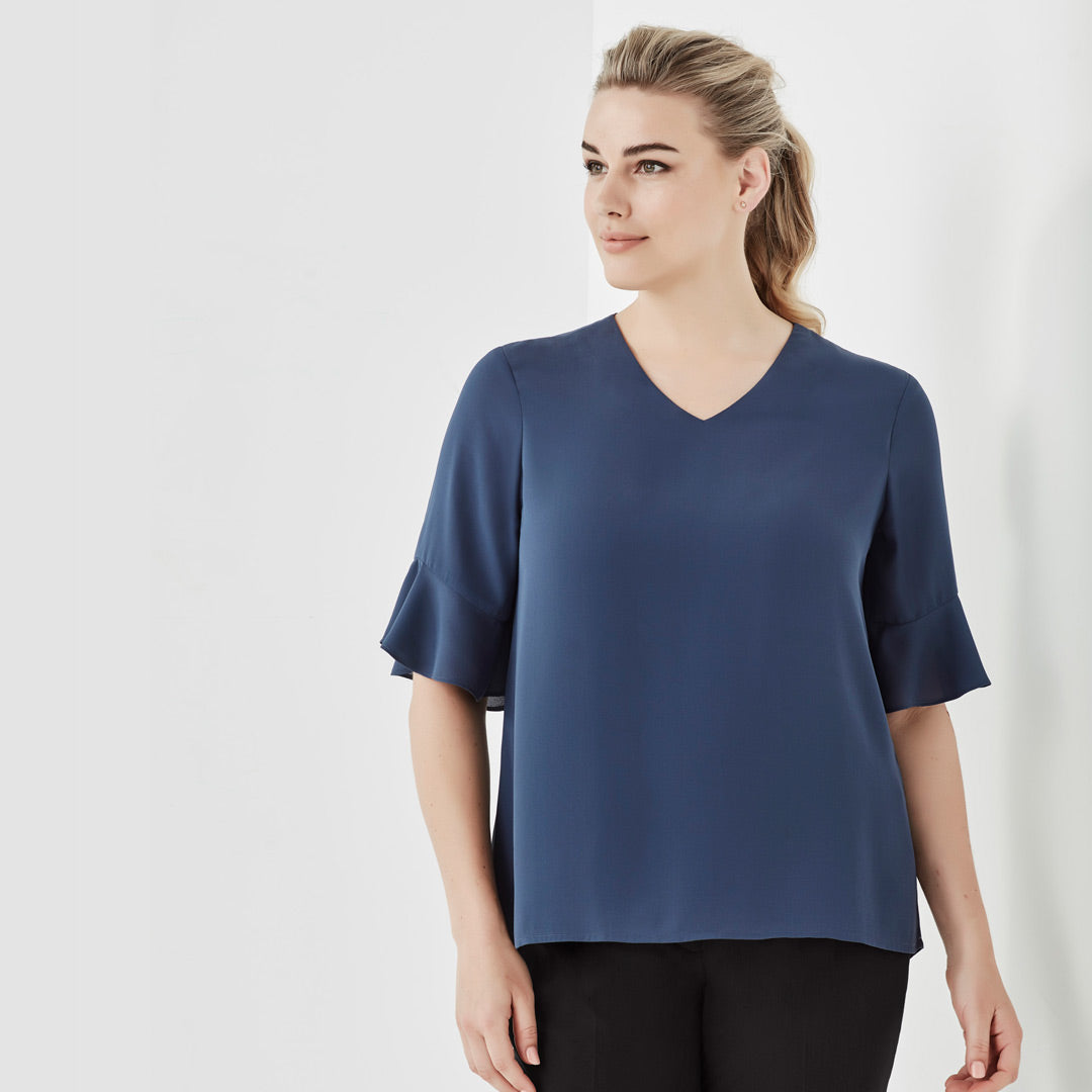 House of Uniforms The Aria Blouse | Ladies | Short Sleeve Biz Corporates