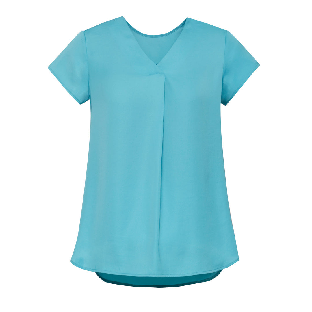 House of Uniforms The Kayla Blouse | Ladies | Short Sleeve Clearance Biz Corporates Aqua