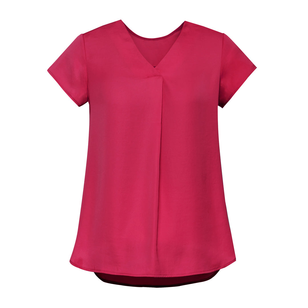 House of Uniforms The Kayla Blouse | Ladies | Short Sleeve Clearance Biz Corporates Raspberry