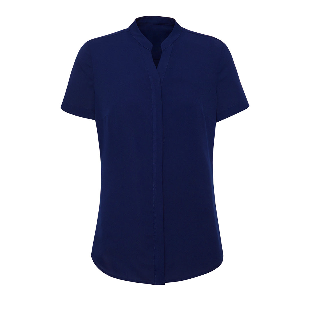 House of Uniforms The Juliette Blouse | Ladies | Short & Long Sleeve Biz Corporates Navy