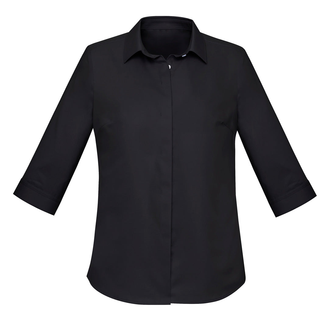 House of Uniforms The Charlie Shirt | Ladies | 3/4 Sleeve Biz Corporates Black