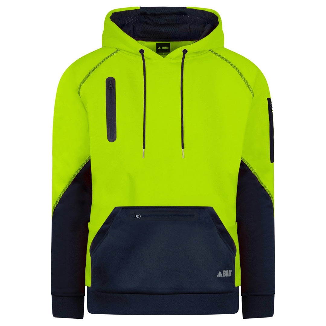 House of Uniforms The Bad Waterproof Rain Defend Hi Vis Fleece Hoodie | Pullover Bad Workwear Yellow