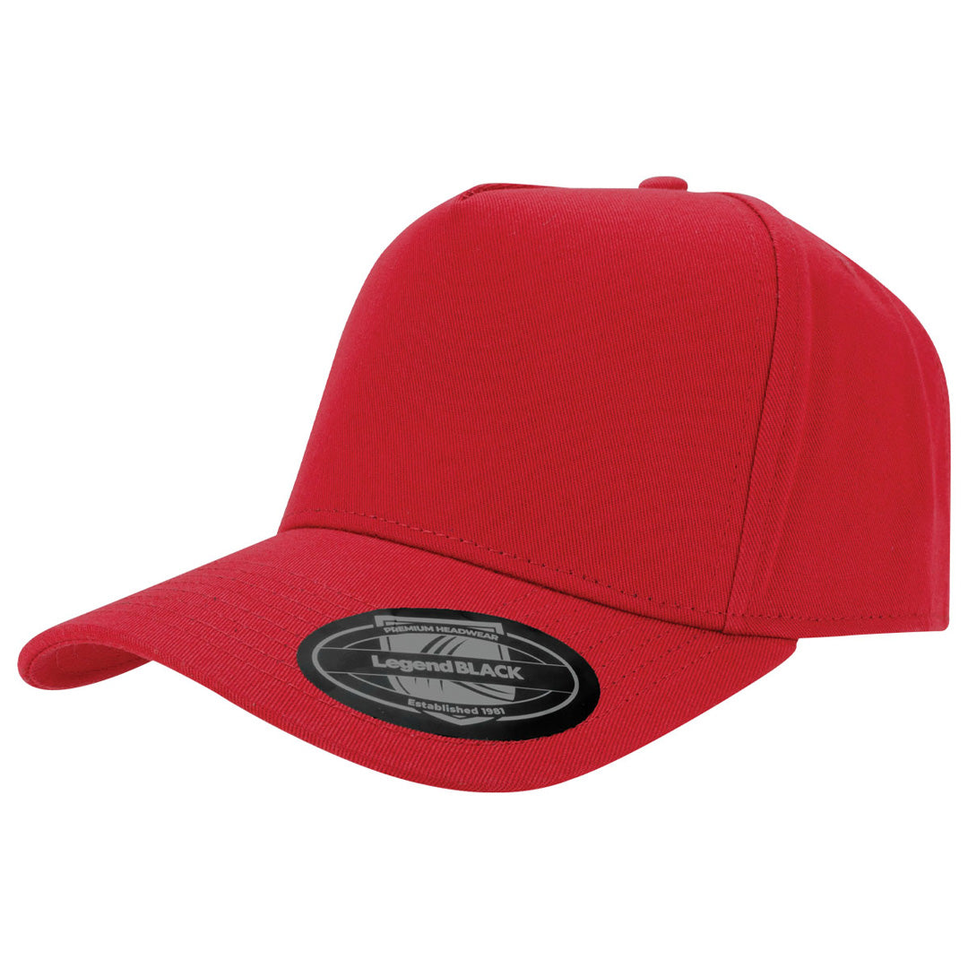 House of Uniforms The A Frame 5 Panel Cap Legend Black Red