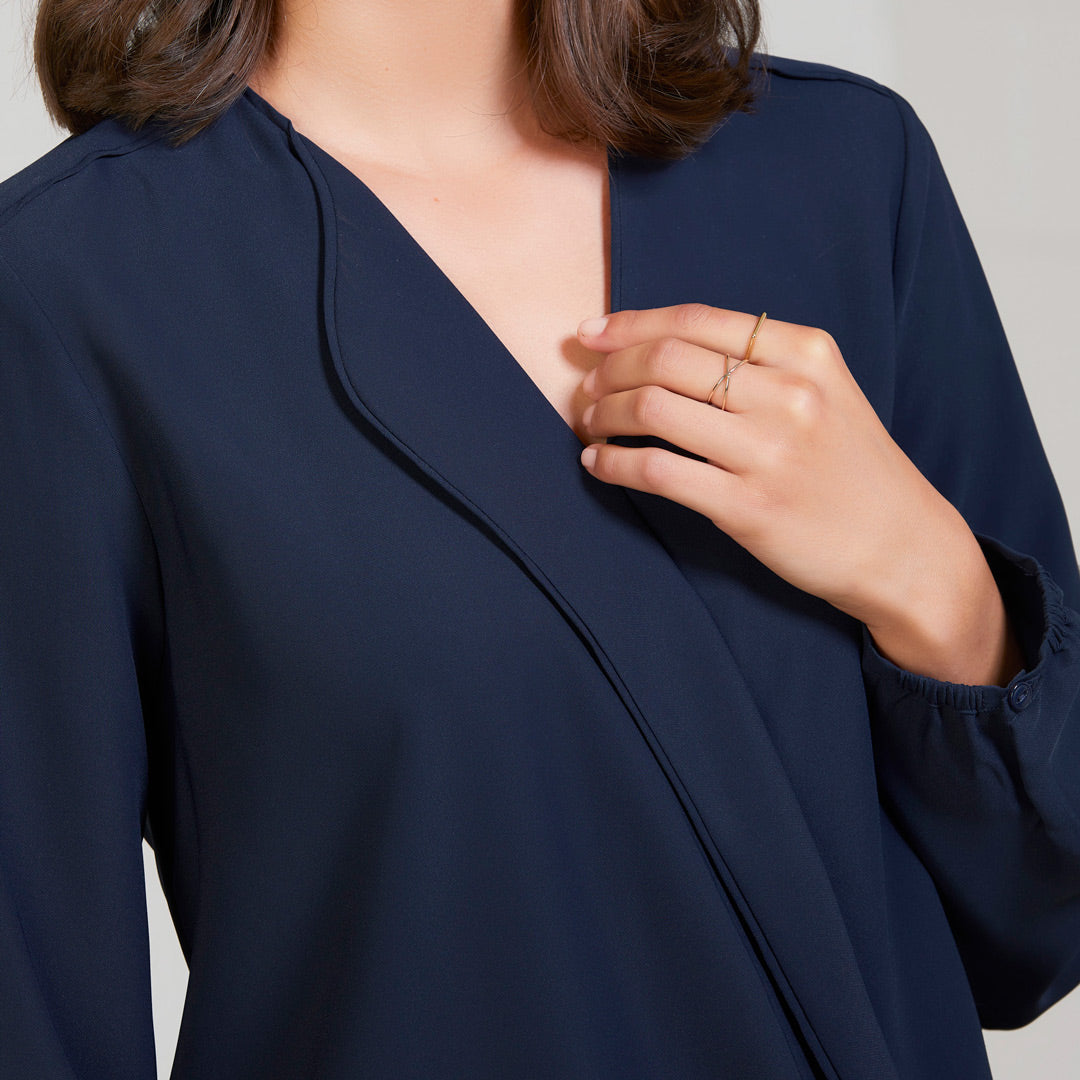 House of Uniforms The Lily Hi-Lo Blouse | Ladies | Long Sleeve Biz Collection