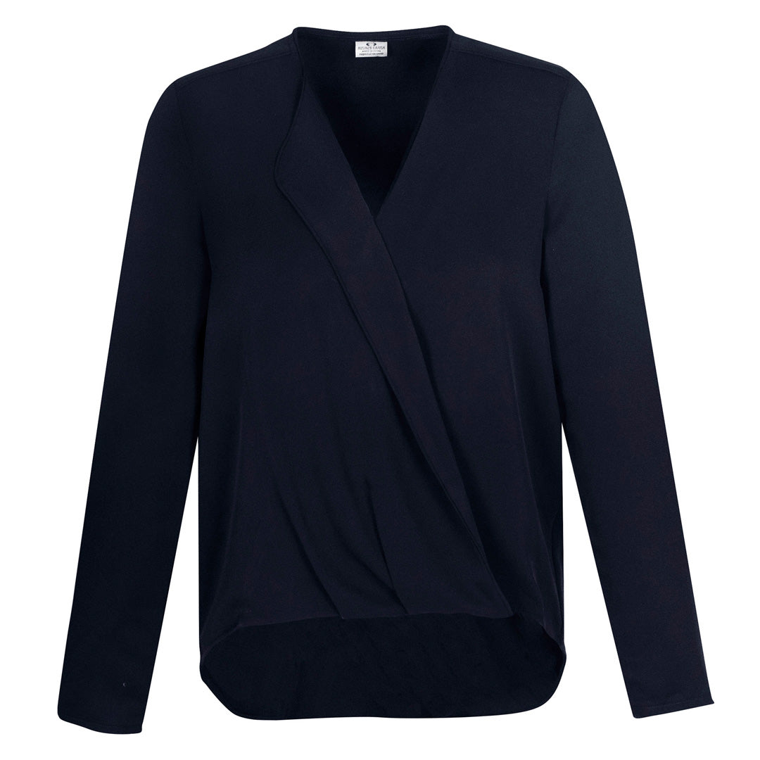 House of Uniforms The Lily Hi-Lo Blouse | Ladies | Long Sleeve Biz Collection Ink