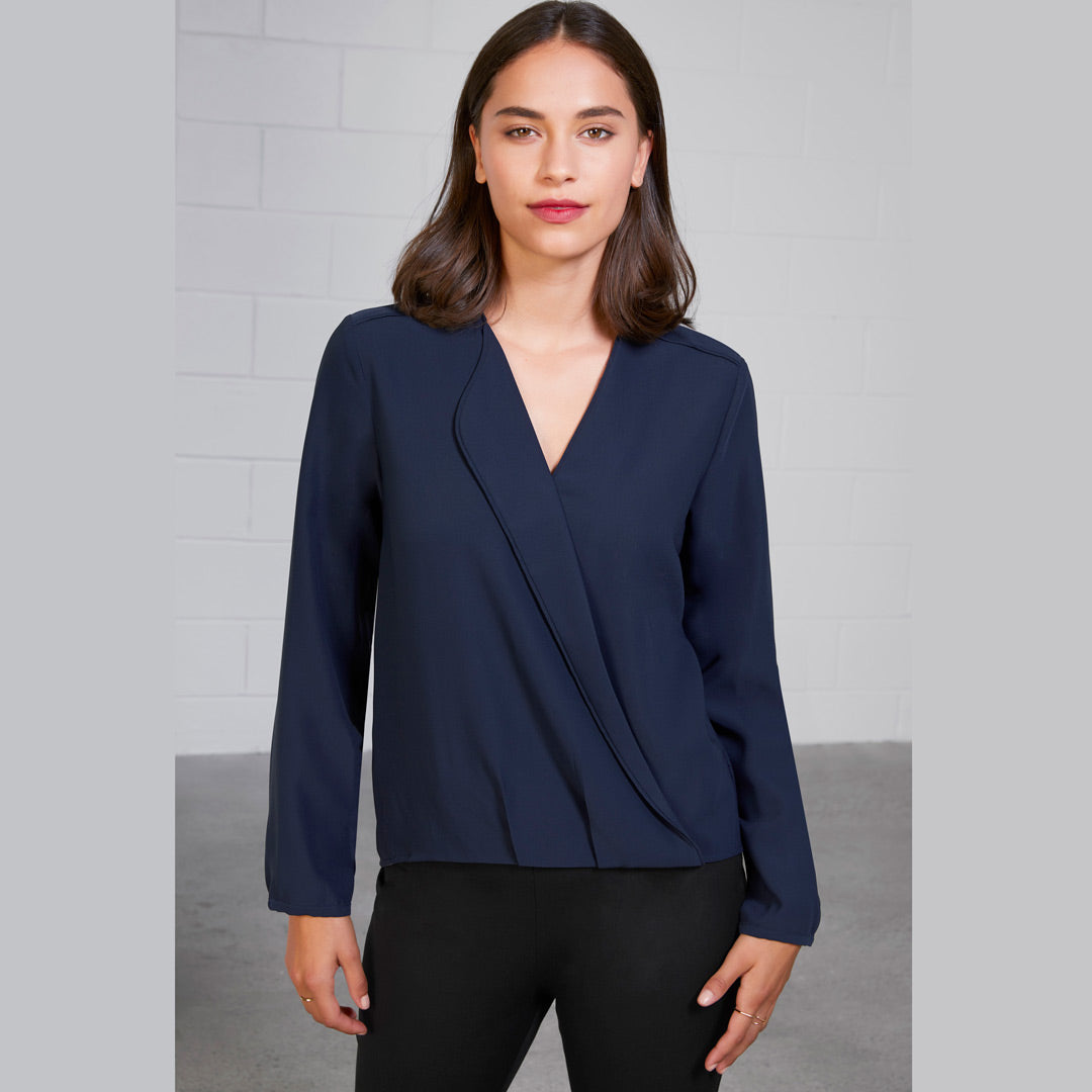 House of Uniforms The Lily Hi-Lo Blouse | Ladies | Long Sleeve Biz Collection