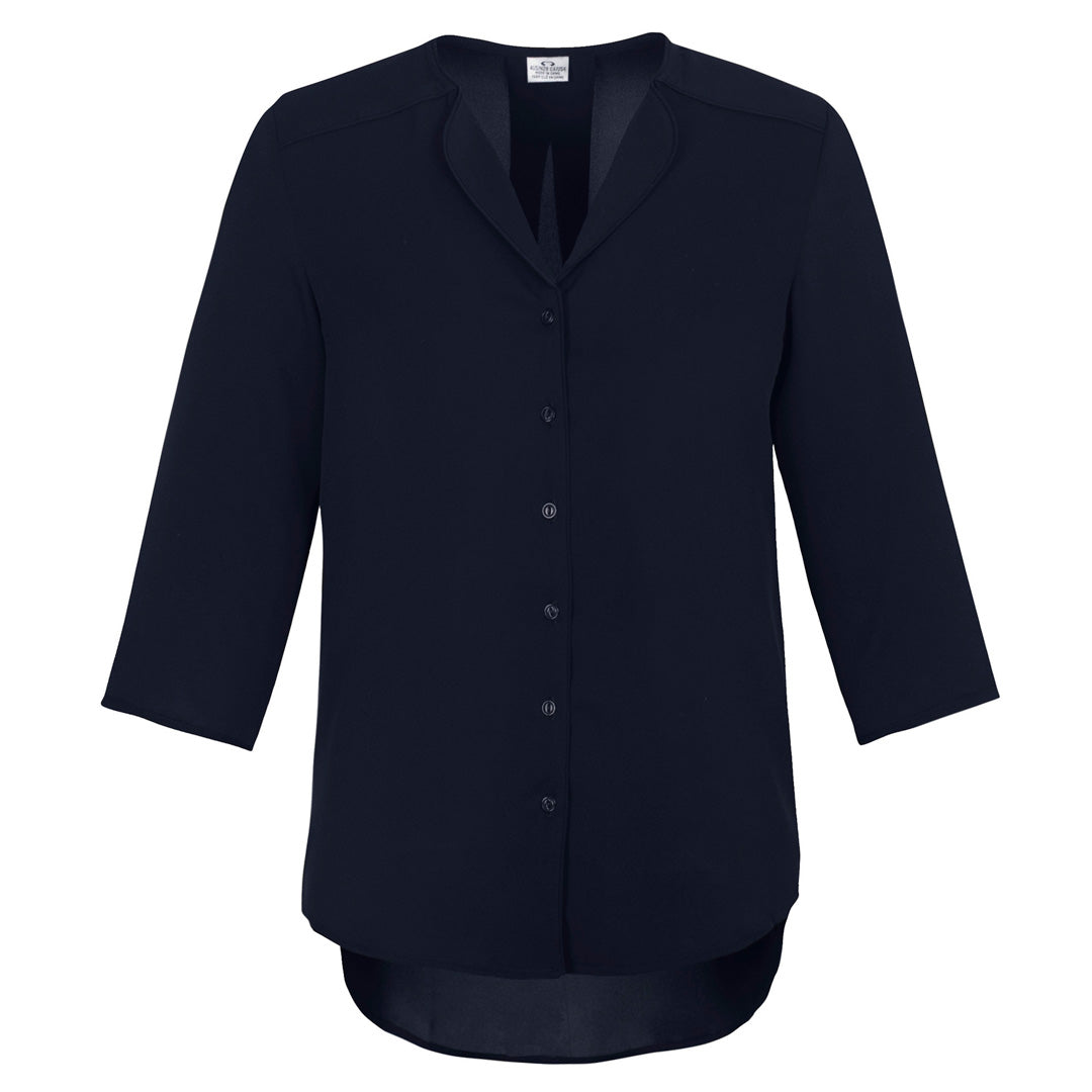House of Uniforms The Lily Longline Blouse | Ladies | 3/4 Sleeve Biz Collection Ink