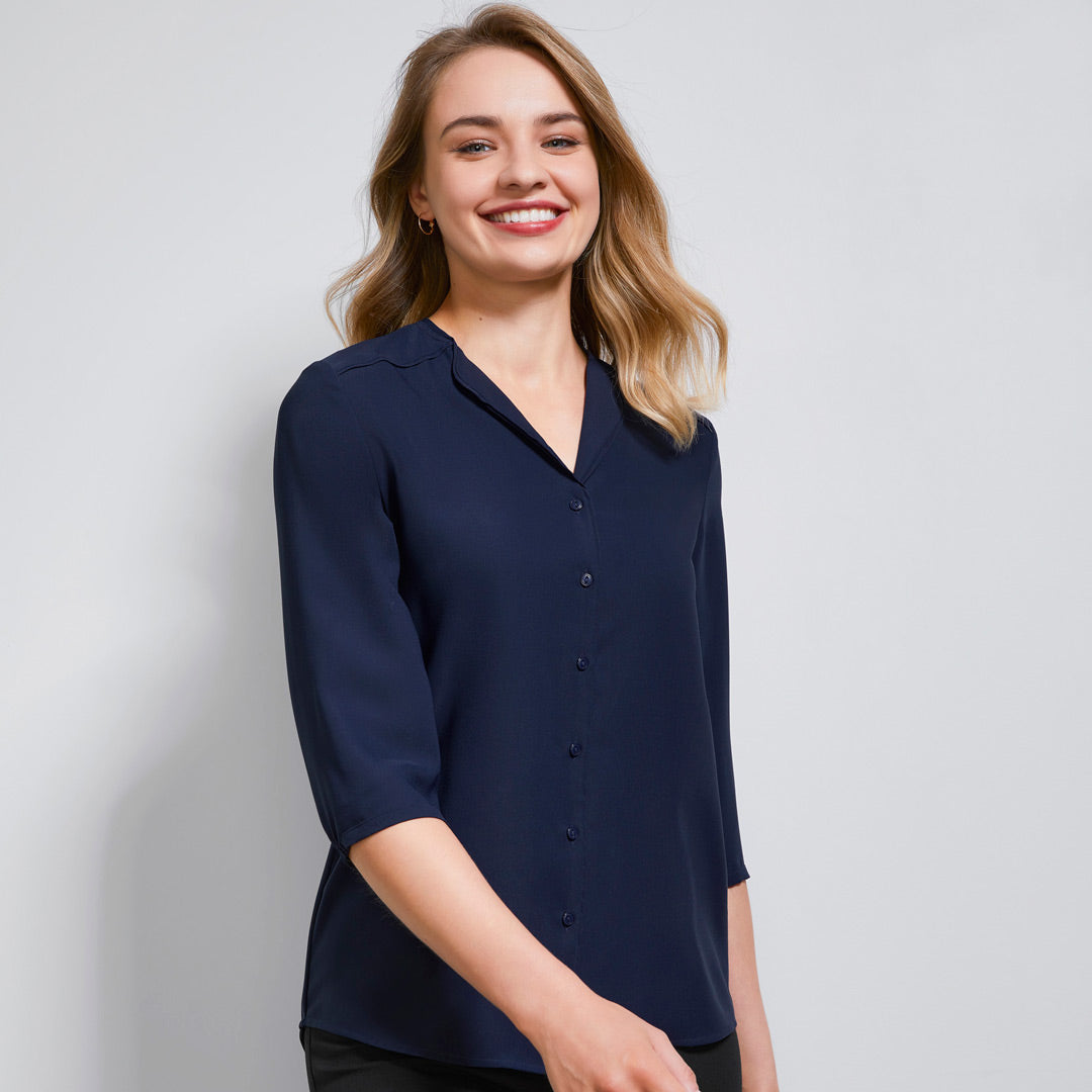 House of Uniforms The Lily Longline Blouse | Ladies | 3/4 Sleeve Biz Collection 