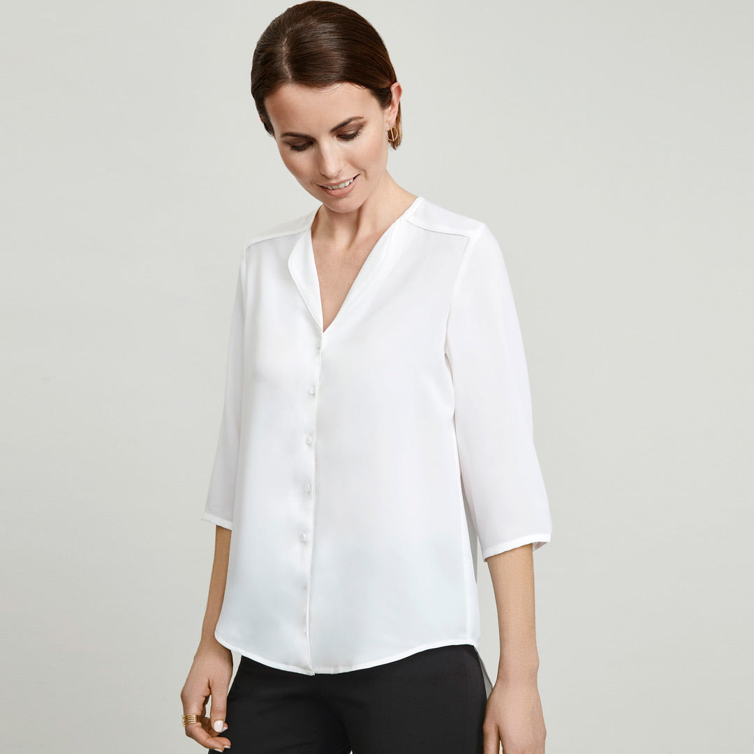 House of Uniforms The Lily Longline Blouse | Ladies | 3/4 Sleeve Biz Collection