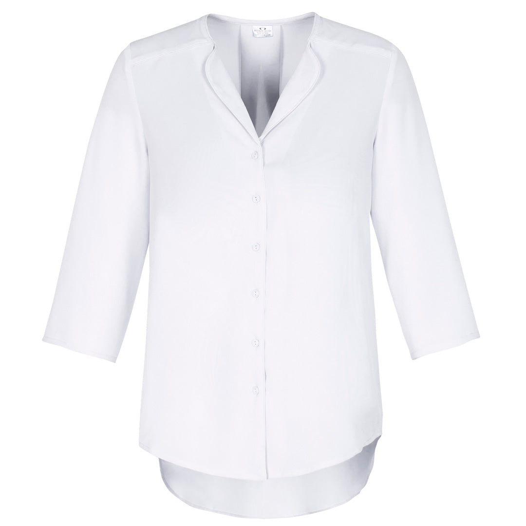 House of Uniforms The Lily Longline Blouse | Ladies | 3/4 Sleeve Biz Collection White