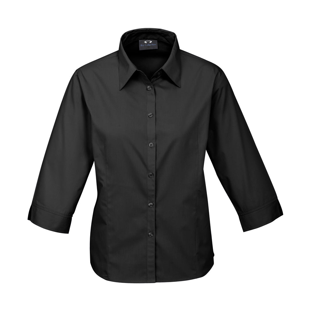 House of Uniforms The Base Shirt | Ladies | 3/4 Sleeve Biz Collection Black