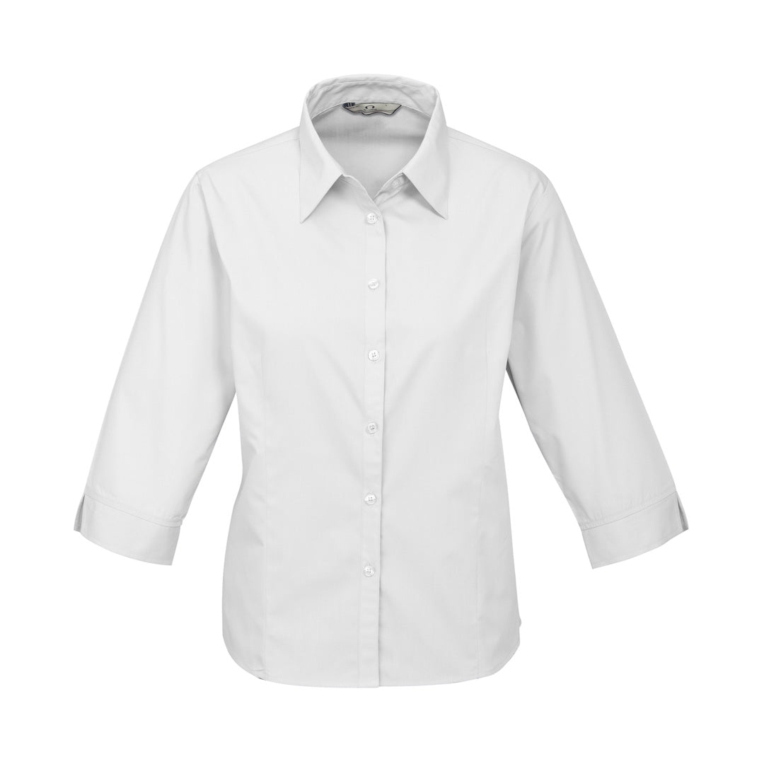 House of Uniforms The Base Shirt | Ladies | 3/4 Sleeve Biz Collection White