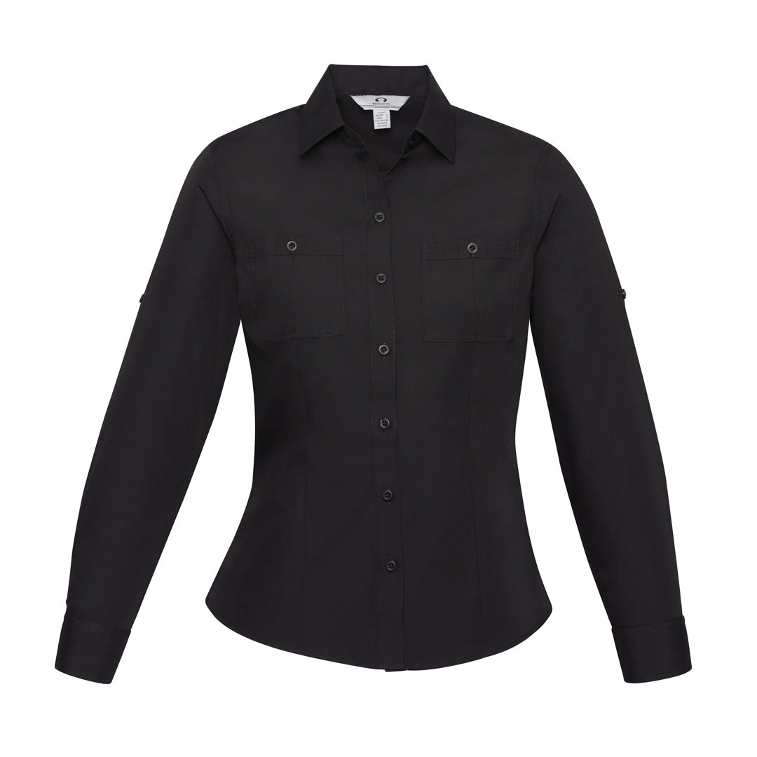House of Uniforms The Bondi Shirt | Ladies | Long Sleeve Biz Collection Black