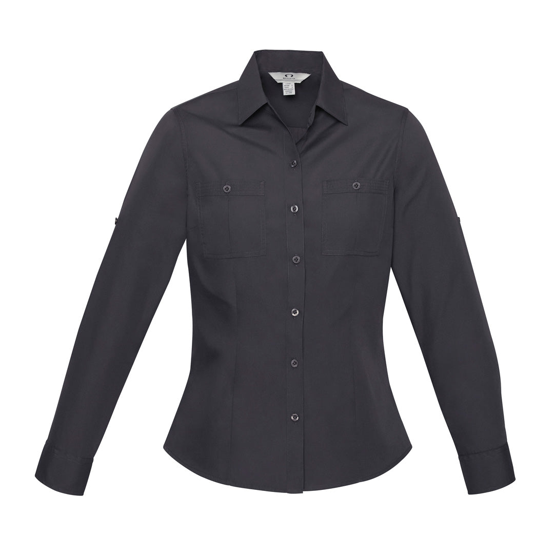 House of Uniforms The Bondi Shirt | Ladies | Long Sleeve Biz Collection Charcoal