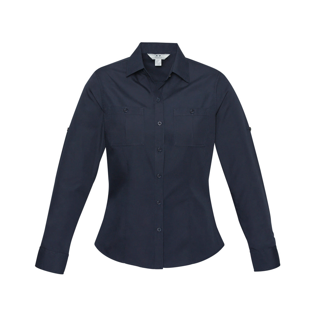 House of Uniforms The Bondi Shirt | Ladies | Long Sleeve Biz Collection Navy