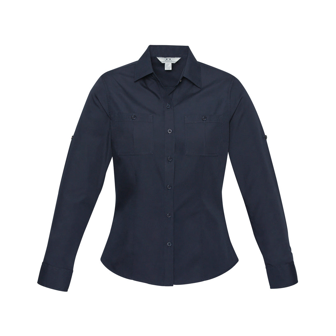 House of Uniforms The Bondi Shirt | Ladies | Long Sleeve Clearance Biz Collection Navy