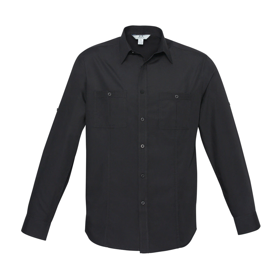 House of Uniforms The Bondi Shirt | Mens | Long Sleeve Biz Collection Black