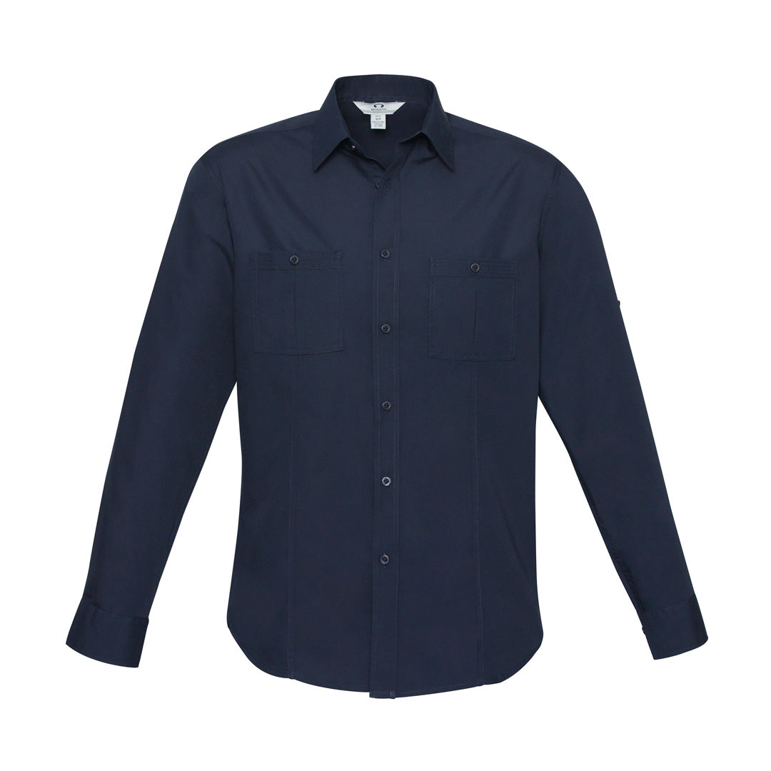 House of Uniforms The Bondi Shirt | Mens | Long Sleeve Biz Collection Navy