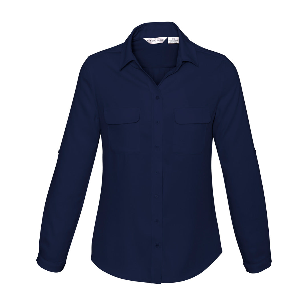 House of Uniforms The Madison Shirt | Ladies | Long Sleeve Clearance Biz Collection Midnight Blue