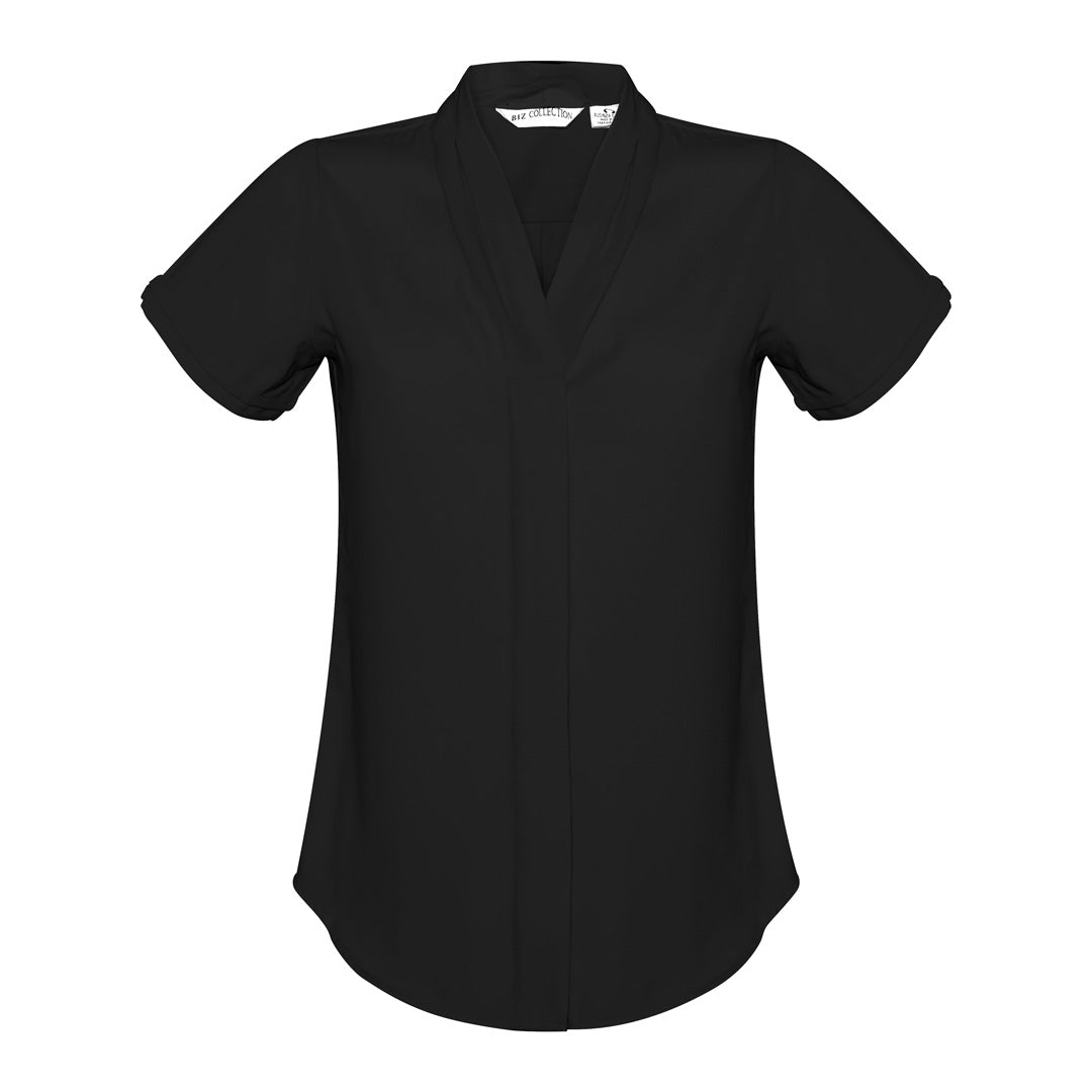 House of Uniforms The Madison Shirt | Ladies | Short Sleeve Biz Collection Black