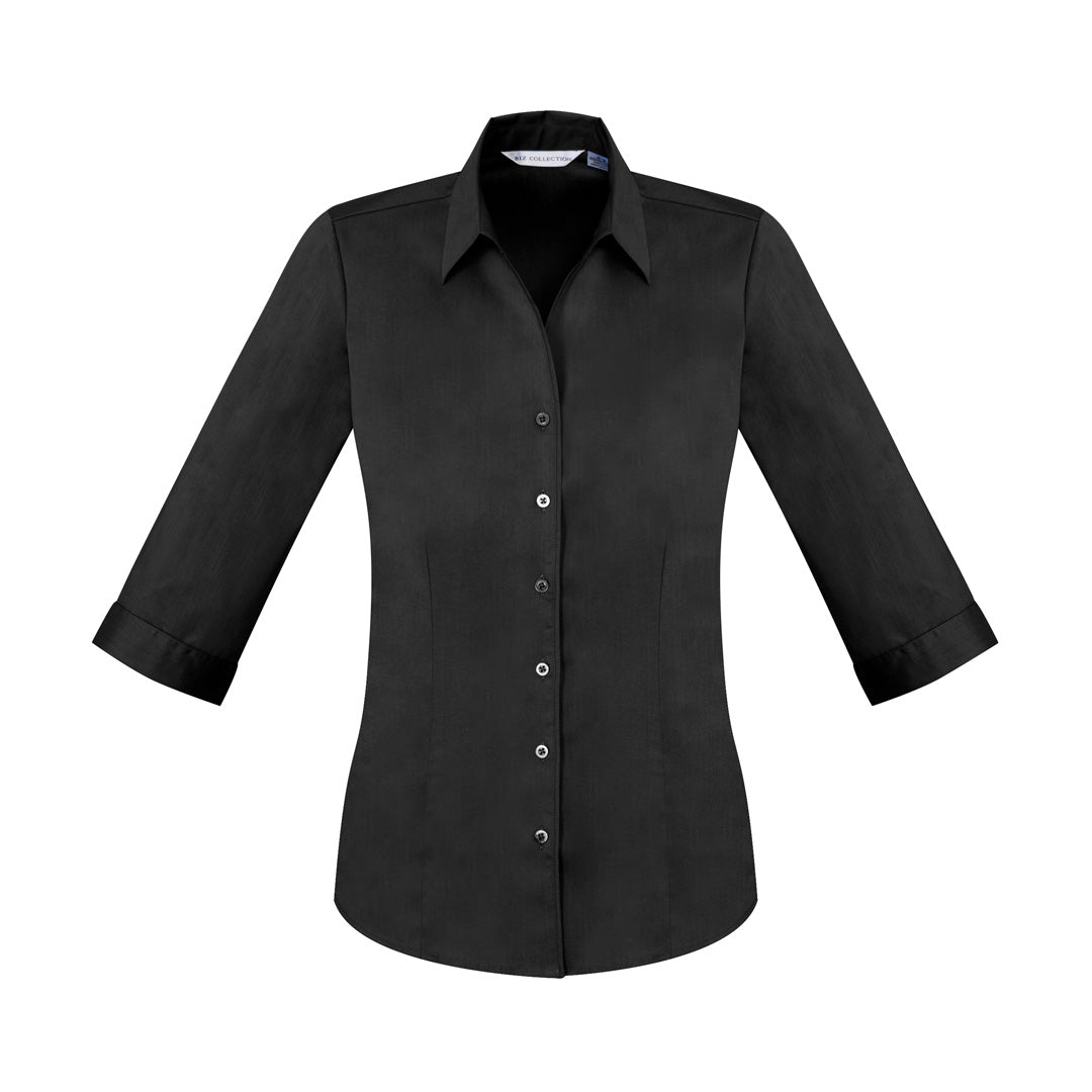 House of Uniforms The Monaco Shirt | Ladies | 3/4 Sleeve Biz Collection Black