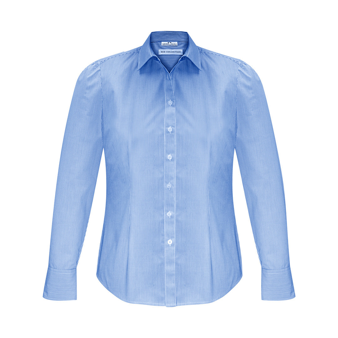 House of Uniforms The Euro Shirt | Ladies | Long Sleeve Biz Collection Blue/White Stripe