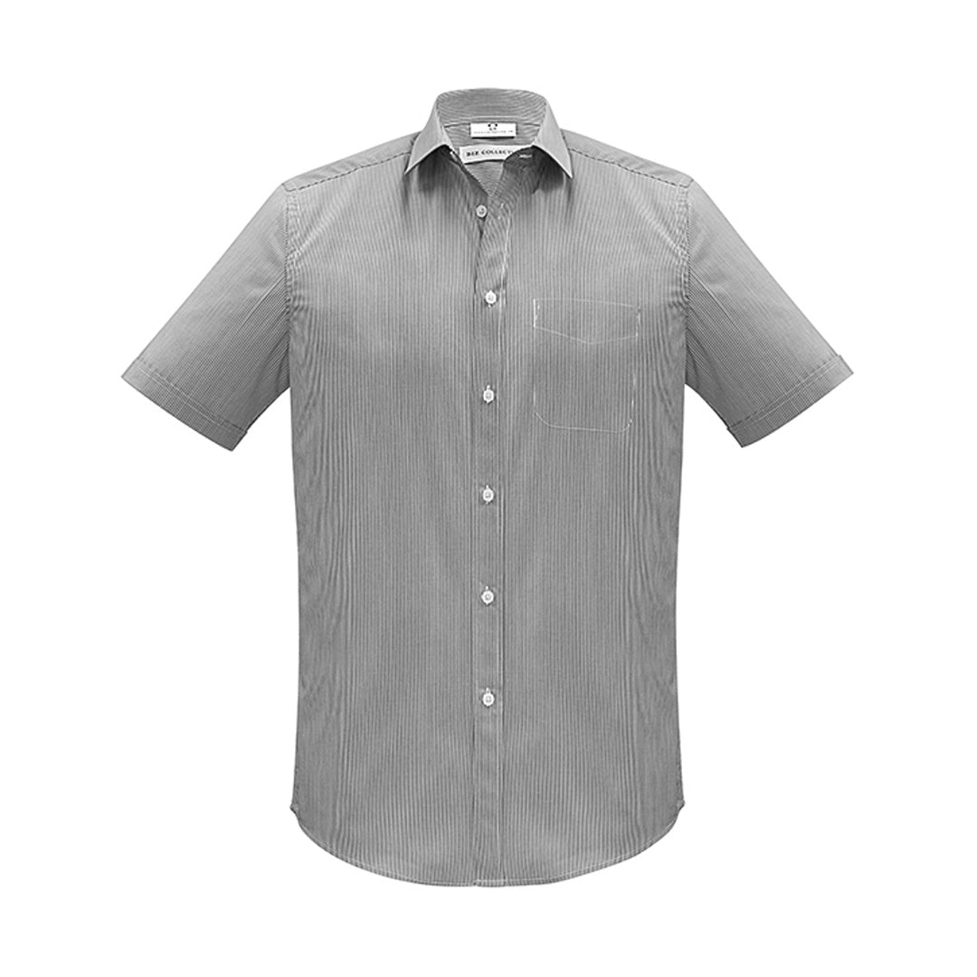 House of Uniforms The Euro Shirt | Mens | Short Sleeve Biz Collection Black/White Stripe